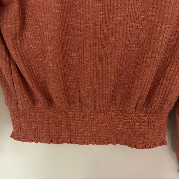 Free People Boulevard Boulevard Textured Top Long Sleeve Mock Neck Orange XS - Picture 5 of 8